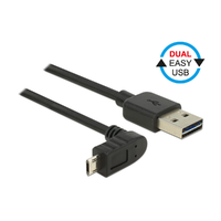 Delock Delock Kábel, EASY-USB 2.0-s A-típusú csat. > EASY-USB 2.0-s Micro-B típusú csat.ívelt 0,5 m, fekete