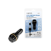 LogiLink Logilink USB autós töltő, 2x USB port QC technológiával, 19,5W