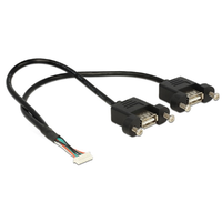 Delock Delock USB 2.0-s kábel, 1,25 mm, 8 tűs > 2 x USB 2.0 A típusú panelrögzítés, 25 cm
