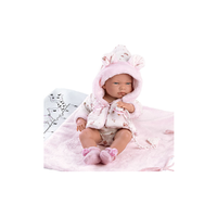 Llorens Llorens: Nica 40cm-es újszülött lány baba rózsaszín pelenkázóval, cumival és 4db különböző ruhával