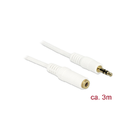Delock Delock Stereo Jack hosszabbító kábel 3.5 mm 3 pin apa > anya 3 m fehér