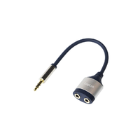 LogiLink Logilink Audiokábel, 3,5 mm-es 3-Pin/M - 2x3,5 mm/F, fém, fekete/kék, 0,18 m