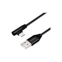 LogiLink Logilink USB 2.0 Type-C kábel, C/M (90 ) USB-A/M-hez, szövet, fekete, 1 m