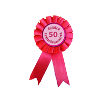  "Boldog 50. születésnapot" feliratú rózsaszín party kitűző