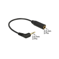 Delock DELOCK Átalakító Audio Stereo jack 2.5mm 3 pin male 90 fokos > Stereo jack 3.5mm 3 pin female