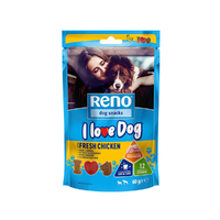 Reno Reno kutya I love dog csirke ízesítésű kutya jutalomfalat 10x6g