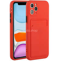 Samsung Galaxy A03s SM-A037F, Szilikon tok, kártyatartóval, Wooze Card Slot, piros