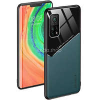 Apple iPhone 14 Pro, Szilikon tok, bőr és plexi hátlap, közepesen ütésálló, mágneses tartóval kompatibilis, Wooze Texture, zöld
