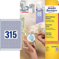 AVERY Etikett címke speciális L6019REV-25 visszaszedhető mini kör 10mm 25ív Avery