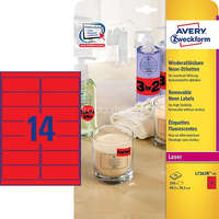 AVERY Etikett címke speciális visszaszedhető L7263R-25 neonpiros címke 99,1 x 38,1 mm Avery