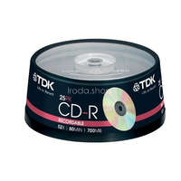  CD-R TDK 700MB 52x 25db cakebox/hengeres