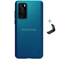 Huawei P40, Műanyag hátlap védőtok, stand, Nillkin Super Frosted, zöldes-kék