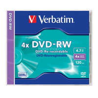 VERBATIM DVD+RW lemez, újraírható, 4,7GB, 4x, 1 db, normál tok, VERBATIM