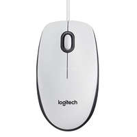 LOGITECH Egér, vezetékes, optikai, normál méret, USB, LOGITECH "M100", fehér