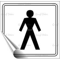 . Információs matrica, 8,7x8,3 cm, toalett, férfi szimbólum, fehér/fekete