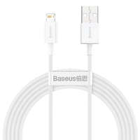 USB töltő- és adatkábel, Lightning, 200 cm, 2400 mA, törésgátlóval, gyorstöltés, PD, Baseus Superior, CALYS-C02, fehér