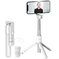 Prémium selfie bot, 19 - 70 cm, 360°-ban forgatható, exponáló gombbal, bluetooth-os, v4.0, tripod állvány funkció, világítással, R1S, fehér