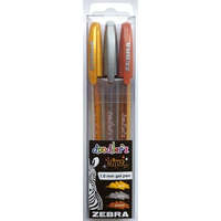 ZEBRA Zseléstoll készlet, 0,33 mm, kupakos, ZEBRA "Doodler'z Glitter", 3 különböző szín