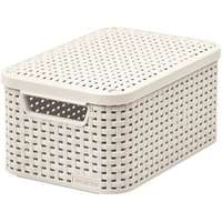 CURVER Rattan hatású kosár tetővel, 6l, törtfehér, CURVER Style S