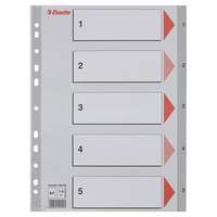 ESSELTE Regiszter, műanyag, A4, 1-5, ESSELTE, szürke