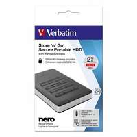 VERBATIM 2,5 HDD (merevlemez), 2TB, USB 3.1, jelszavas titkosítás, VERBATIM Secure Portable , fekete