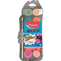 MAPED Vízfesték, 12 szín, 30 mm átm/szín + ajándék ecset, MAPED