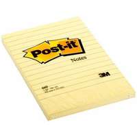 3M POSTIT Öntapadó jegyzettömb, 102x152 mm, 100 lap, vonalas, 3M POSTIT, sárga
