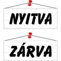 . Információs tábla, 22x8,5 cm, kétoldalas, Nyitva/Zárva , fehér