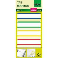 SIGEL Jelölőcímke, megerősített, fehér szélű, 50x38 mm, 4x5 db, SIGEL, vegyes színek