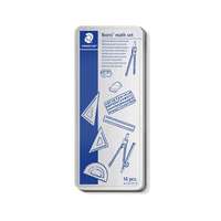 STAEDTLER Matematikai készlet, fém dobozban, 10 darabos, vonalzóval, körzővel és kiegészítőkkel, STAEDTLER® 557 10
