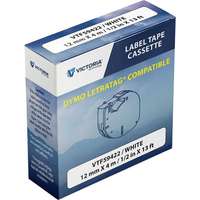 VICTORIA TECHNOLOGY Feliratozógép szalag, 12 mm x 4 m, VICTORIA TECHNOLOGY, fehér