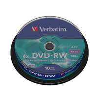  DVD-RW újraírható VERBATIM 4,7GB 4x 10db hengeren