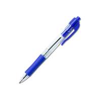 Bluering Golyóstoll 0,7mm, nyomógombos, gumírozott fogórész, kék átlátszó test, Bluering® R2, írásszín kék