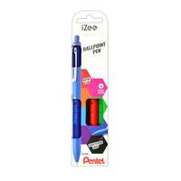 Pentel Golyóstoll nyomógombos 0,35mm, Pentel iZee 4 db-os kék,piros,fekete,zöld
