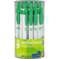 Ico Golyóstoll nyomógombos antibakteriális műanyag test, 0,8mm, Ico, írásszín kék