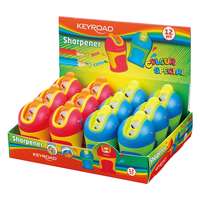 Keyroad Hegyező 2 lyukú tartályos, fedeles, ceruzahegy gömbölyítő 12 db/display Keyroad Colour Special vegyes színek