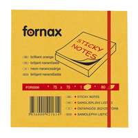 Fornax Jegyzettömb öntapadó, 75x75mm, 80lap, Fornax neon narancs