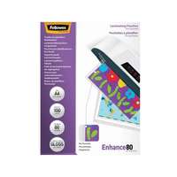 Fellowes Lamináló fólia, A4, 80 mikron, lefűzhető, fényes, 100 db/csom Fellowes