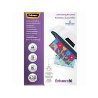 Fellowes Lamináló fólia, A4, 80 micron, fényes, 25 db/doboz, Fellowes®