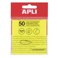 APLI Öntapadó jegyzettömb, átlátszó, vízálló, 75x75 mm, 50 lap, APLI, sárga