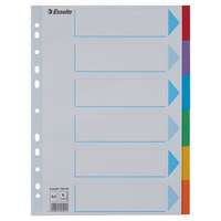 ESSELTE Regiszter, karton, A4, 6 részes, írható előlappal, ESSELTE "Standard", színes