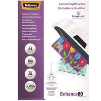 FELLOWES Meleglamináló fólia, 80 mikron, A4, fényes, 100 db, FELLOWES