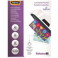 FELLOWES Meleglamináló fólia, 80 mikron, A3, fényes, 25 db, FELLOWES
