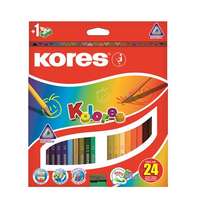 KORES Színes ceruza készlet, háromszögletű, KORES "Triangular", 24 különböző szín