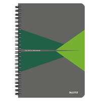 LEITZ Spirálfüzet, A5, kockás, 90 lap, laminált karton borító, LEITZ "Office", szürke-zöld