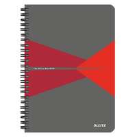 LEITZ Spirálfüzet, A5, vonalas, 90 lap, PP borító, LEITZ "Office", szürke-piros