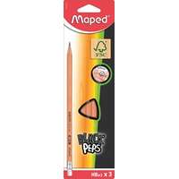 MAPED Grafitceruza radírral, HB, FSC 100%, háromszögletű, MAPED "Black`Peps"