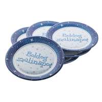 . Tányér, papír, 23 cm, "Boldog Születésnapot", kék