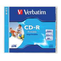 VERBATIM CD-R lemez, nyomtatható, matt, ID, AZO, 700MB, 52x, 1 db, normál tok, VERBATIM
