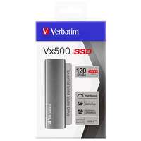 VERBATIM SSD (külső memória), 120 GB, USB 3.2 Gen2, VERBATIM "Vx500", szürke